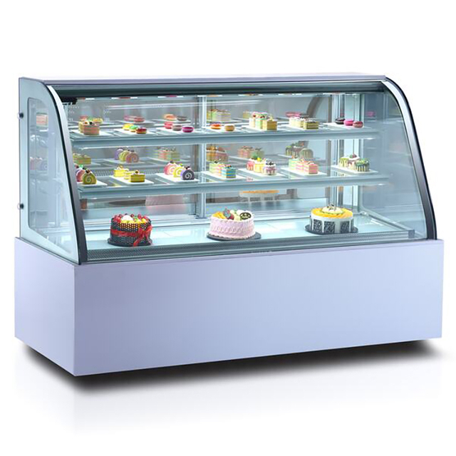 Vitrina de vidrio curvada para pasteles Exhibición de panadería de 3 niveles