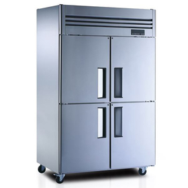 Refrigerador vertical comercial de 4 puertas de acero inoxidable