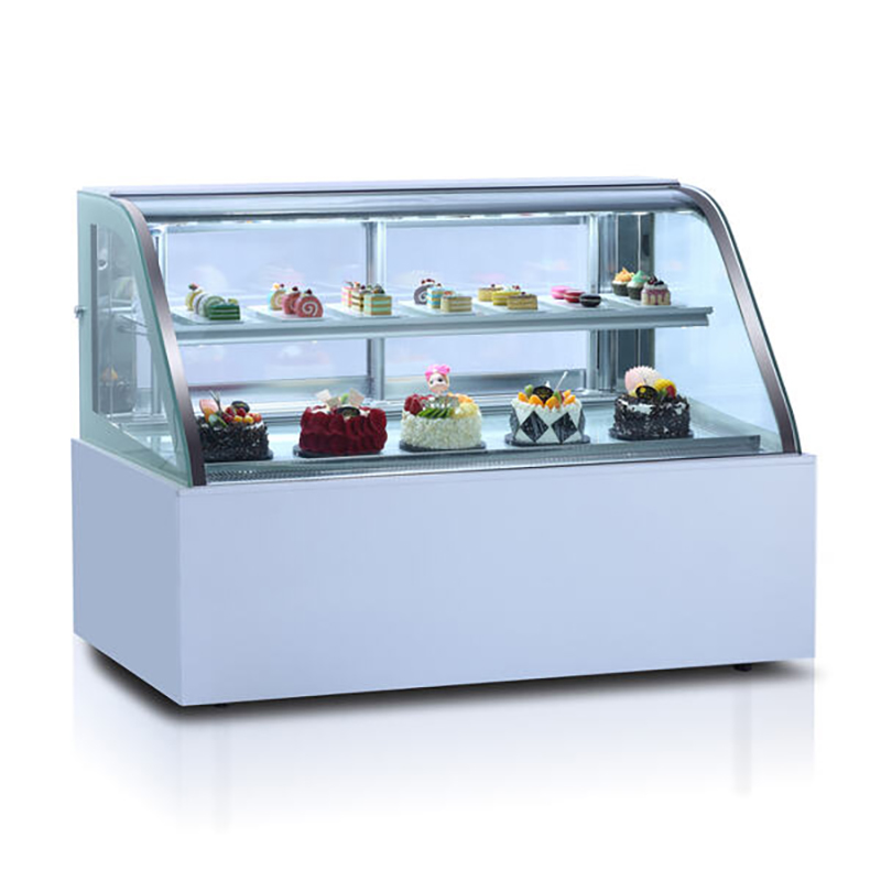 Vitrina de vidrio curvada para pasteles Exhibición de panadería de 3 niveles